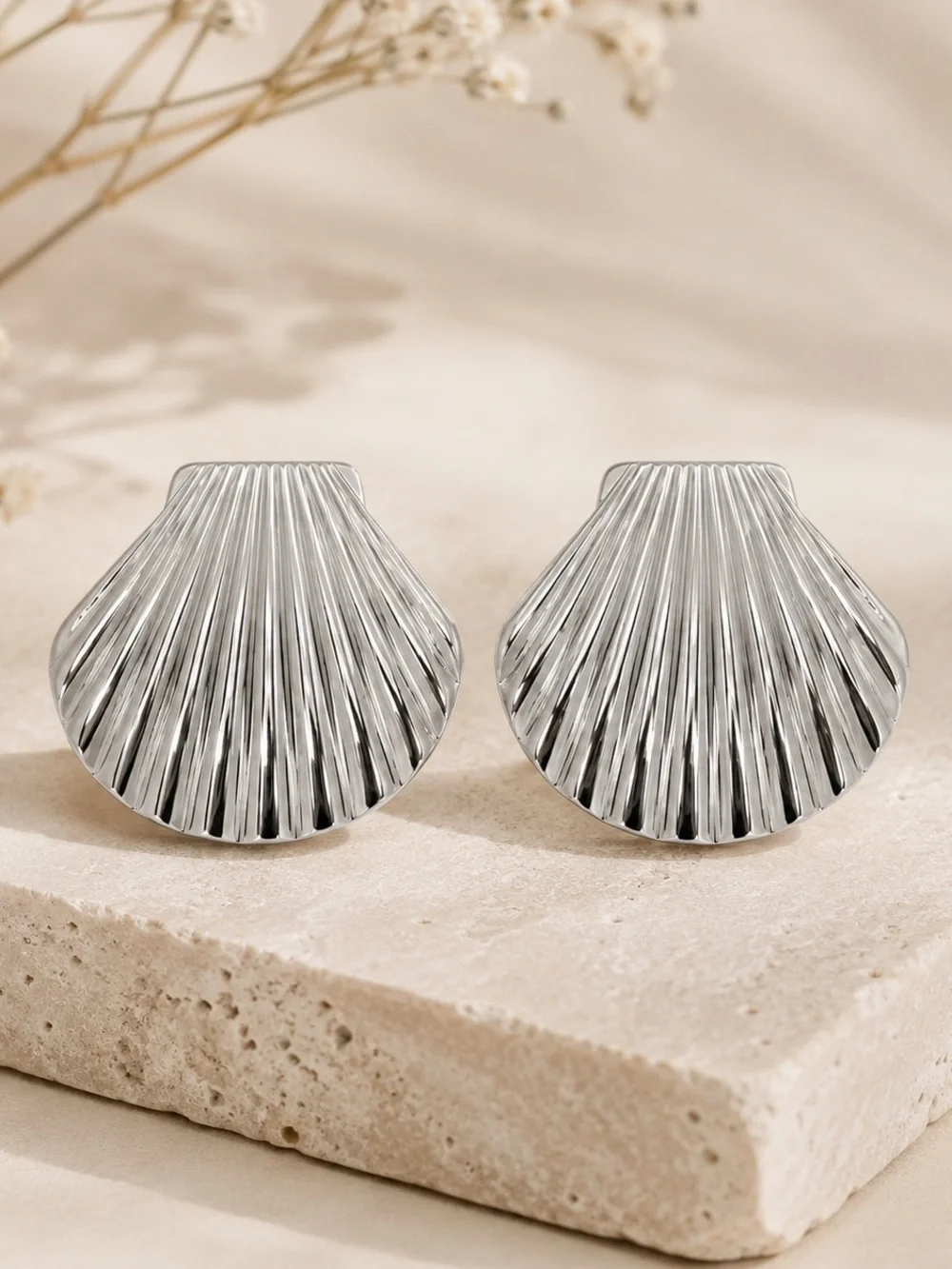 New Mayamar silver plated Shell-Shaped Statement Earrings